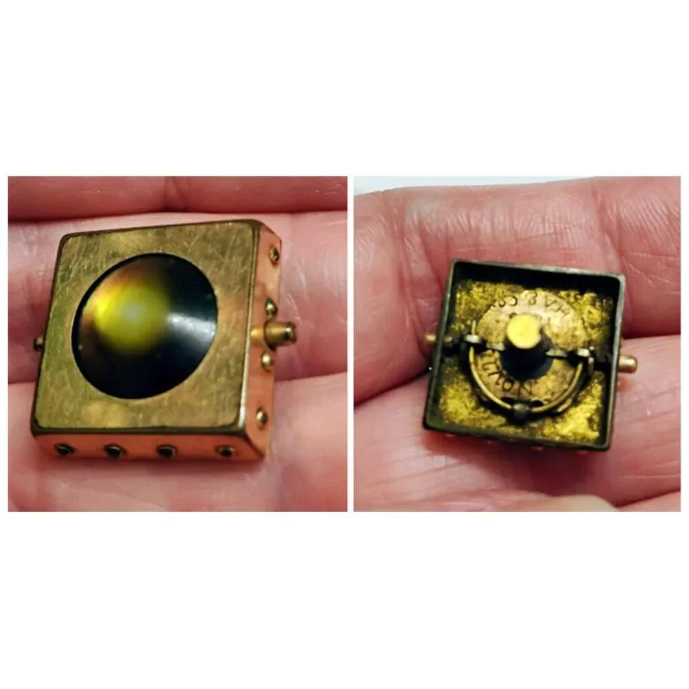 Vtg HA & Co Tiger's Cat Eye Swivel Snap Cufflinks Gold Plated Edwardian 1910s